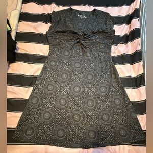 Soybu Black Gray Medallion Twist-Front Mini Dress